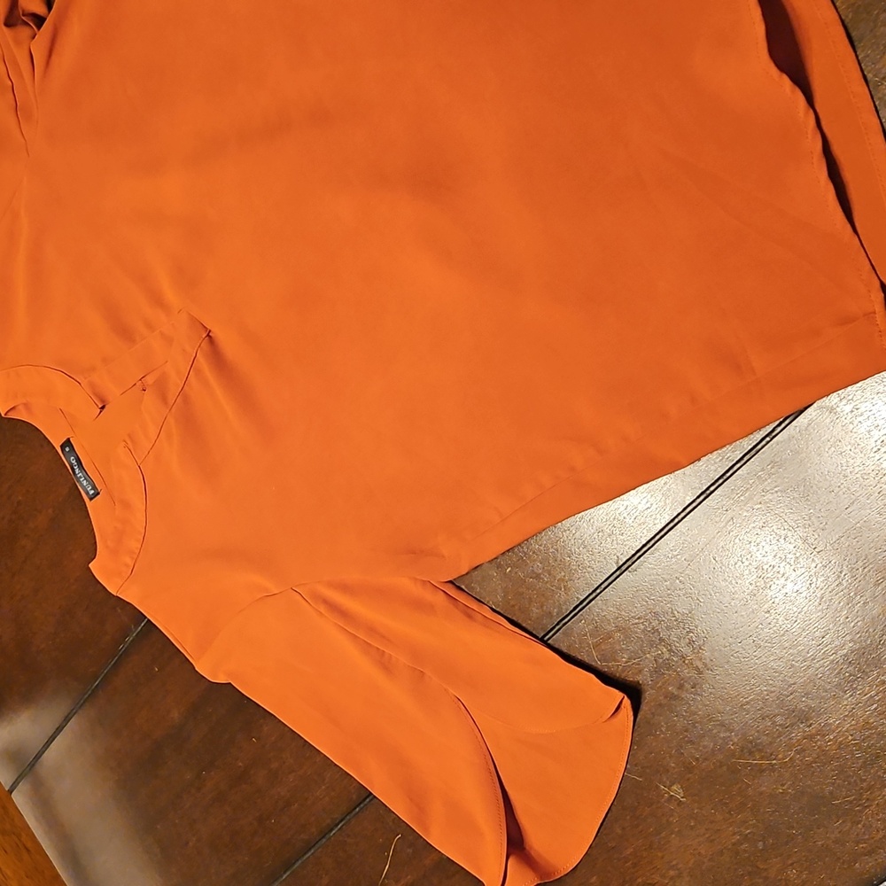 Funlingo Women's Orange Blouse Sz Small V-neck